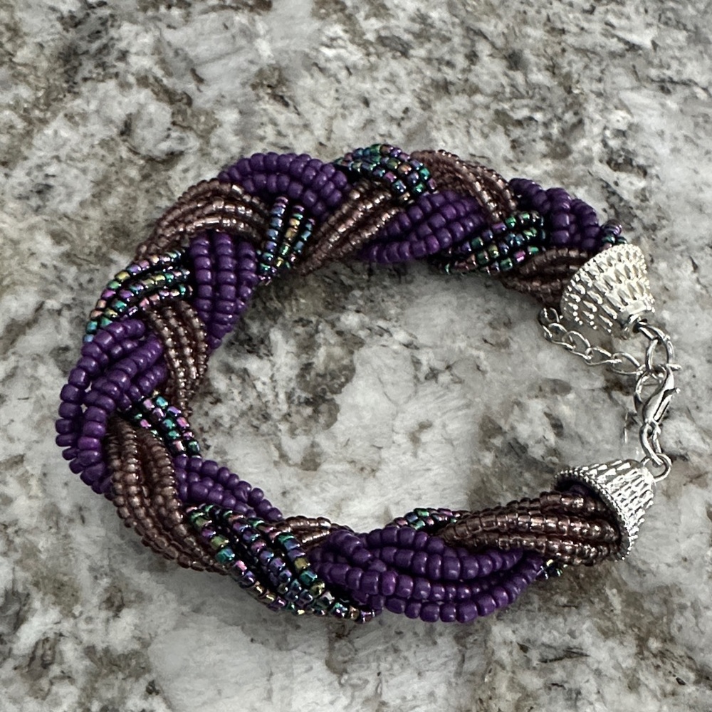Purple and Brown Beaded Bracelet